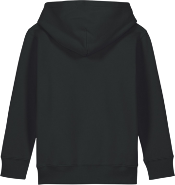 Bagsiden af Mini Cruiser 2.0 hættetrøje fra Zo24 Printhouse – klassisk sort hoodie til børn, ideel til personligt print.