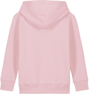 Bagsiden af Mini Cruiser 2.0 hættetrøje fra Zo24 Printhouse – lyserød hoodie til børn, ideel til personligt print.