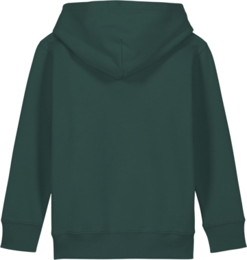 Bagsiden af Mini Cruiser 2.0 hættetrøje fra Zo24 Printhouse – Glazed Green hoodie til børn, ideel til personligt print.