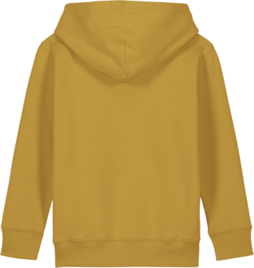 Bagsiden af Mini Cruiser 2.0 hættetrøje fra Zo24 Printhouse – Ochre hoodie til børn, ideel til personligt print.