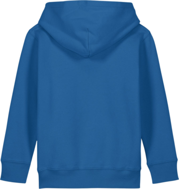 Bagsiden af Mini Cruiser 2.0 hættetrøje i farven royal blue fra Zo24 Printhouse – ideel til børn med mulighed for eget print.