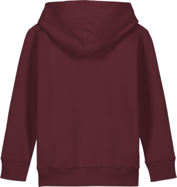 Bagsiden af Mini Cruiser 2.0 hættetrøje i farven Burgundy fra Zo24 Printhouse – perfekt til børn med mulighed for eget print.