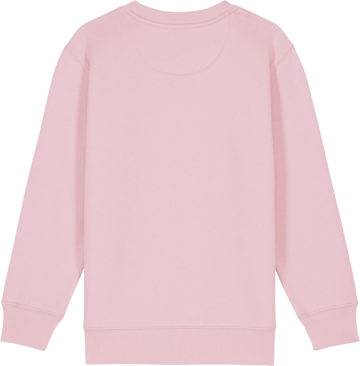 Bagsiden af Cotton Pink Mini Changer 2.0 sweatshirt med lange ærmer fra Zo24 Printhouse, perfekt til tryk og personlig design.