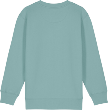 Bagsiden af Mini Changer 2.0 sweatshirt i farven Teal Monstera fra Zo24 Printhouse, perfekt til tryk og personlig design.