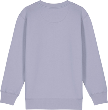 Bagsiden af Mini Changer 2.0 sweatshirt i farven lavender fra Zo24 Printhouse, perfekt til tryk og personlig design.