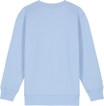 Bagsiden af Mini Changer 2.0 sweatshirt i farven Blue Soul fra Zo24 Printhouse, ideel til tryk og personlig design.