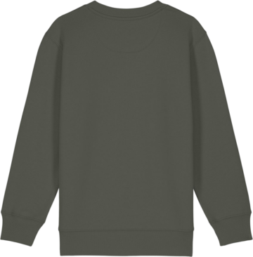 Bagsiden af Mini Changer 2.0 sweatshirt i farven Khaki fra Zo24 Printhouse, ideel til tryk og personlig design.