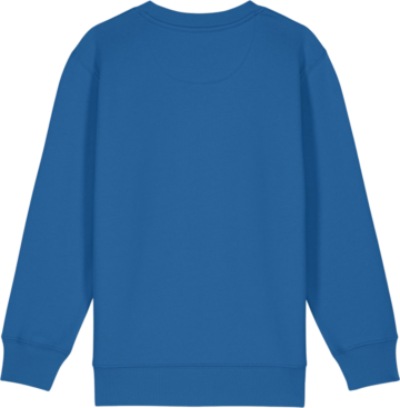 Ryggen af Mini Changer 2.0 sweatshirt i farven Royal Blue fra Zo24 Printhouse, perfekt til tryk og personliggørelse.