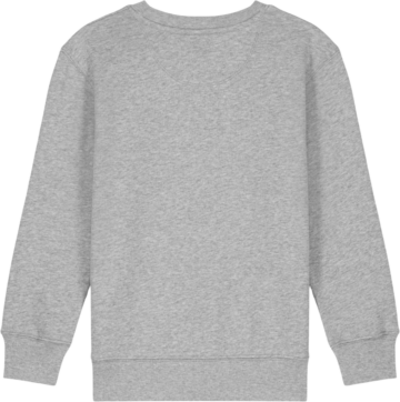 Ryggen af Mini Changer 2.0 sweatshirt i farven Heather Grey fra Zo24 Printhouse, perfekt til tryk og personliggørelse.