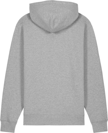Bagsiden af Cruiser 2.0 hoodie i Heather Grey fra Zo24 Printhouse – tilpas din stil med et personligt print.