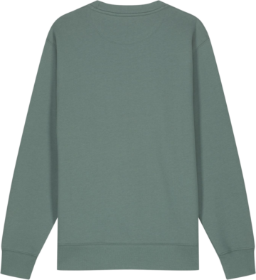 Støvet grøn Stanley Stella Changer 2.0 sweatshirt set bagfra – ideel til specialdesign hos Zo24 Printhouse.