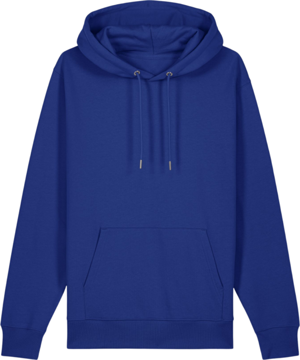 Cruiser 2.0 i Worker Blue – klassisk hættetrøje fra Zo24 Printhouse med justerbar hætte og kængurulomme.