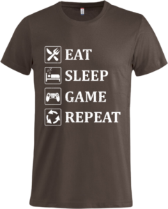 Eat sleep game repeat Basic-T Dark Mocca