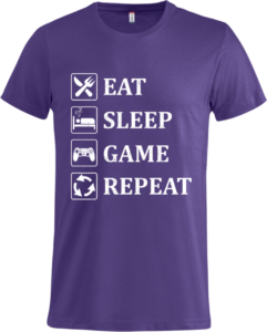 Eat sleep game repeat Basic-T Bright Lilac
