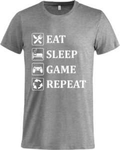 Eat sleep game repeat Basic-T Grey Melange