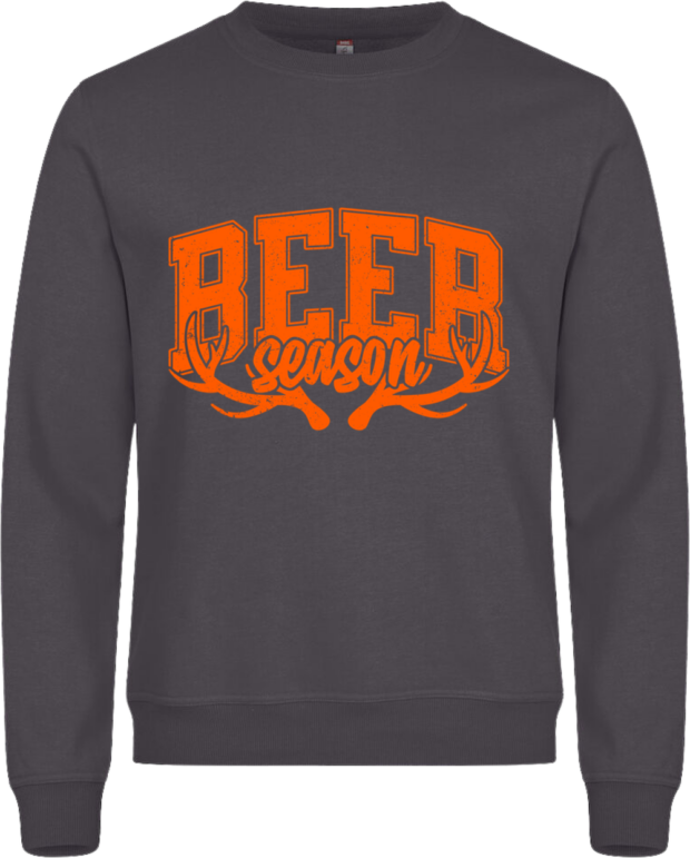 Miami roundneck sweatshirt med orange “Beer Season”-print – perfekt som humoristisk fars dags gave eller til oktoberfest.