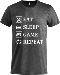 Eat sleep game repeat Basic-T Anthracite Melange
