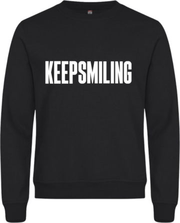 Miami Roundneck sweatshirt i sort med hvidt KEEP SMILING-print – enkel, klassisk og stilren.