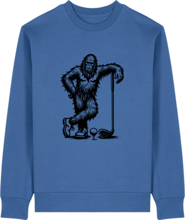 Changer 2.0 sweatshirt i kongeblå med tegnet Bigfoot-golfmotiv – en unik trøje med humor fra zo24printhouse.