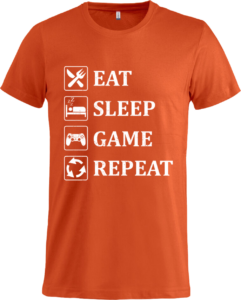 Eat sleep game repeat Basic-T Blood Orange