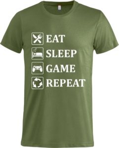 Eat sleep game repeat Basic-T Army Green