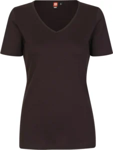 Interlock T-shirt | v-hals | dame Mørk bordeaux