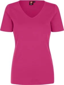Interlock T-shirt | v-hals | dame Pink