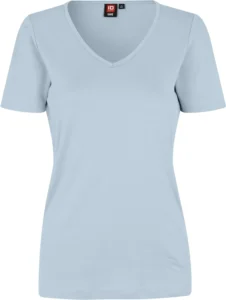 Interlock T-shirt | v-hals | dame Lys blå
