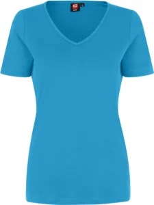 Interlock T-shirt | v-hals | dame Turkis