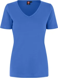 Interlock T-shirt | v-hals | dame Azur
