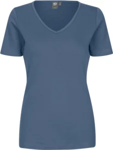 Interlock T-shirt | v-hals | dame Indigo