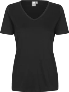 Interlock T-shirt | v-hals | dame Sort