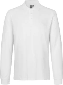 Langærmet poloshirt | stretch Hvid