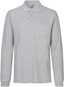 Langærmet poloshirt | stretch Grå melange