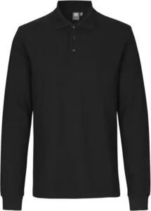 Langærmet poloshirt | stretch Sort