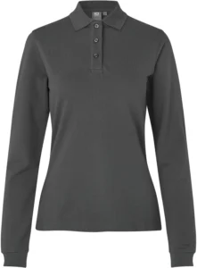 Langærmet poloshirt | stretch | dame Koks grå