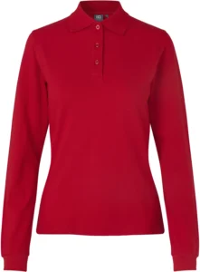 Langærmet poloshirt | stretch | dame Rød