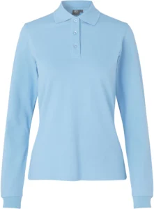 Langærmet poloshirt | stretch | dame Lys blå