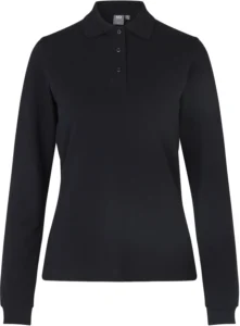 Langærmet poloshirt | stretch | dame Sort