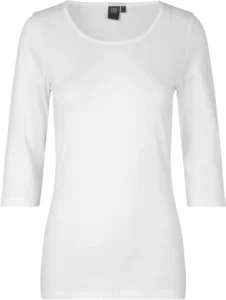 Stretch T-shirt | ¾ ærmet | dame Hvid