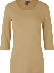 Stretch T-shirt | ¾ ærmet | dame Sand