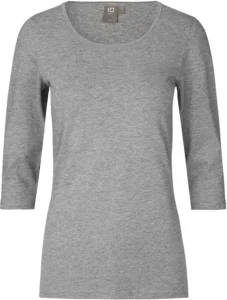 Stretch T-shirt | ¾ ærmet | dame Grå melange