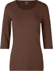 Stretch T-shirt | ¾ ærmet | dame Mocca