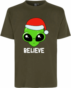Alien Christmas T-TIME® T-shirt Oliven