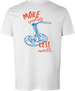 More Spaghetti – Less Upsetti T-shirt Hvid