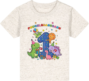 Dino Fødselsdag | 1 år | Baby T-Shirt Eco-Heather