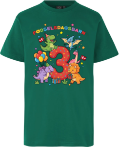 Dino Fødselsdag | 3 år | T-shirt Børn Grøn
