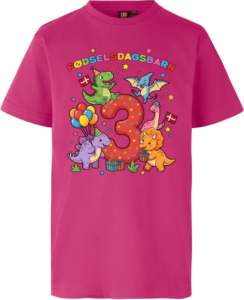 Dino Fødselsdag | 3 år | T-shirt Børn Pink