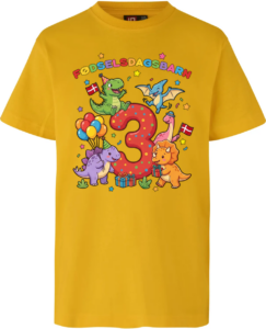 Dino Fødselsdag | 3 år | T-shirt Børn Gul