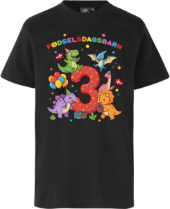 Dino Fødselsdag | 3 år | T-shirt Børn Sort